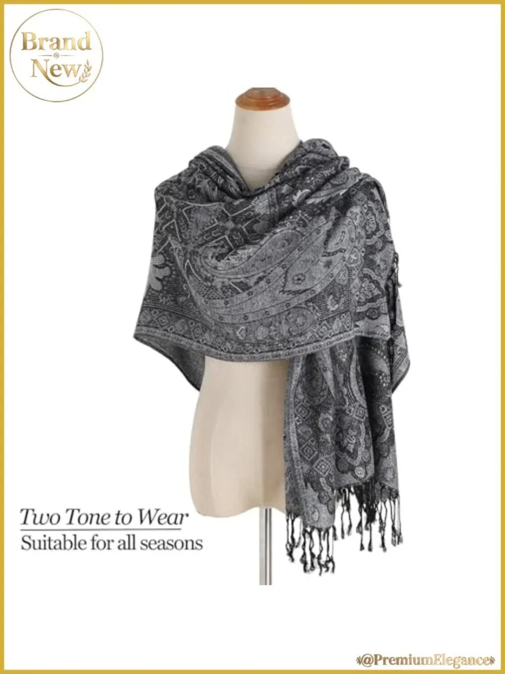 Pashmina Rave Scarf Silky Paisley Shawl Wrap for Evening Dresses Travel